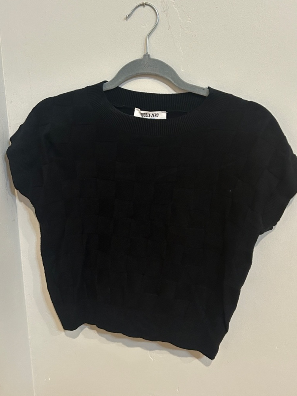 Double Zero Black Short-Sleeve Sweater Crop Top